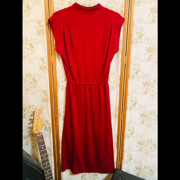 Vintage 70s Burgundy Day Dress - Picture 3 of 4
